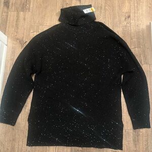 INC International Concepts Black Glitter Turtleneck Sweater